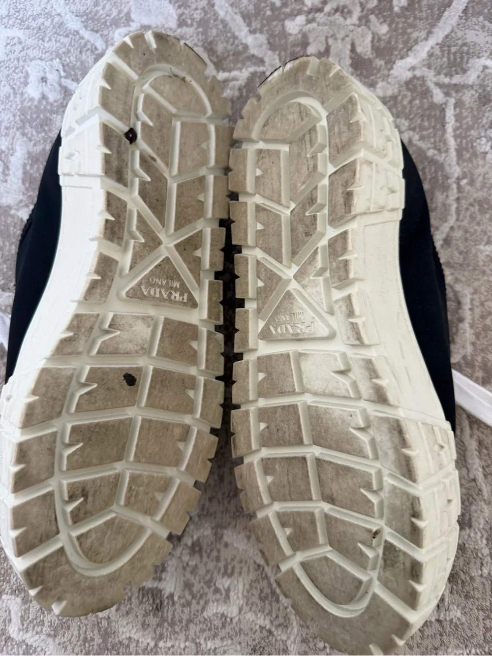Prada Black and White Platform Sneaker